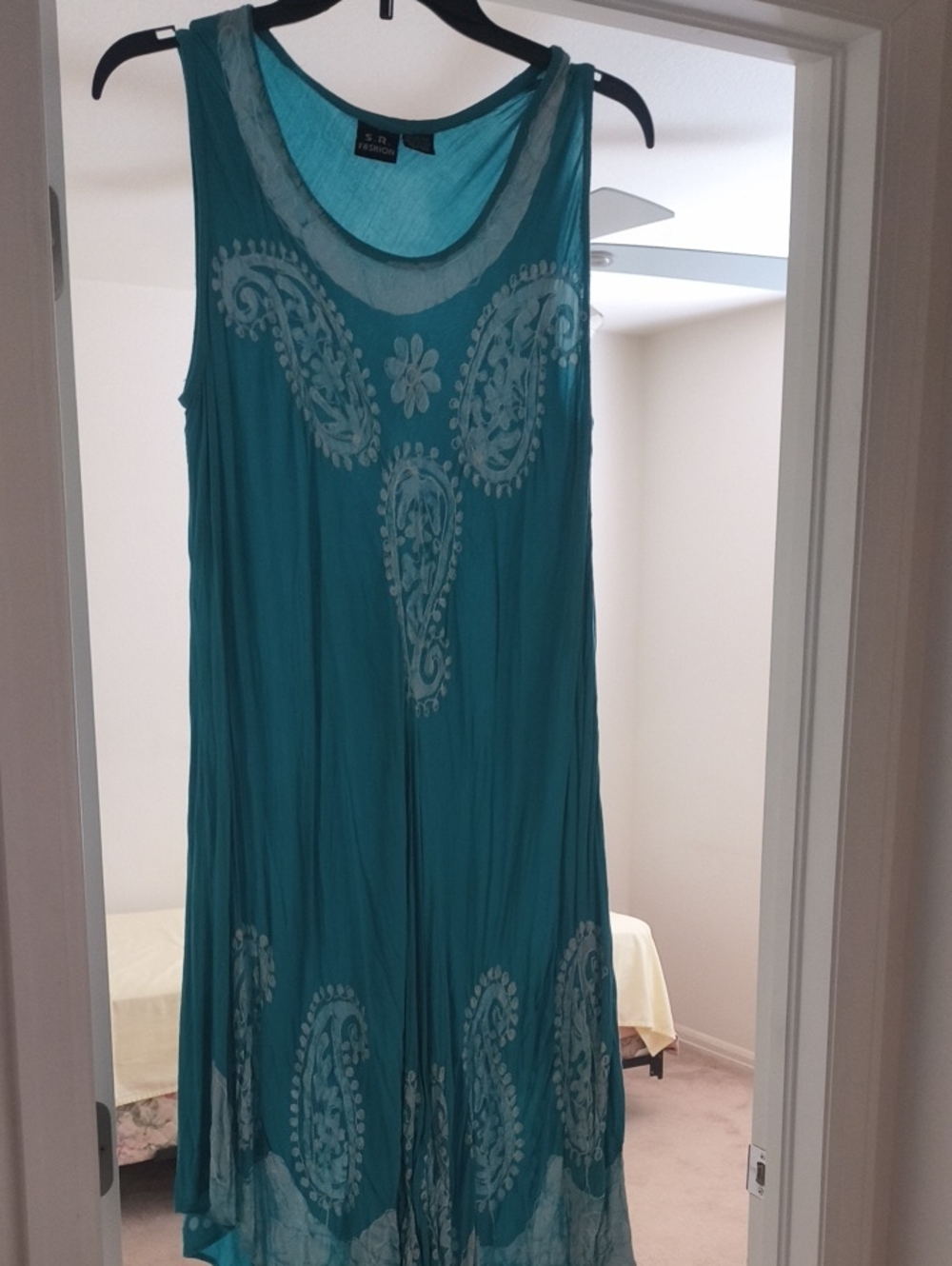 Turquoise Sleeveless Paisley Maxi Dress